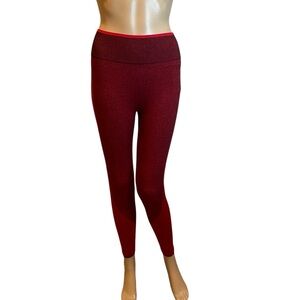 PINK Victoria's Secret Seamless Leggings Red Black Marled Workout Gym Sz Medium